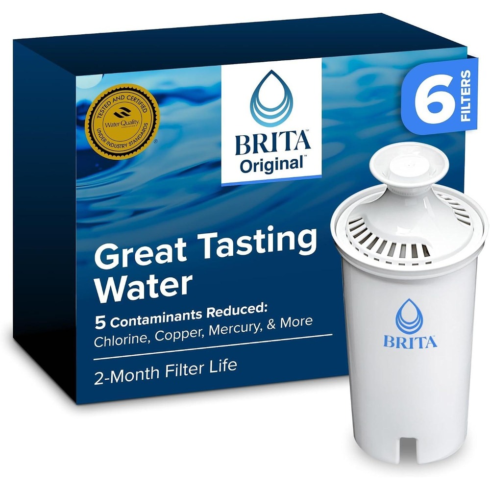 Brita Original Replacement Water Filters 6 Count White OB03 Genuine 2-Month Life